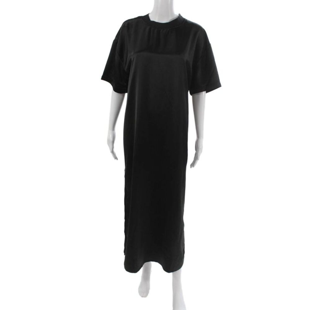 Mable Women Maxi Dress Black Mock Neck Short Sleeve Size L